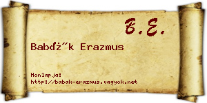 Babák Erazmus névjegykártya